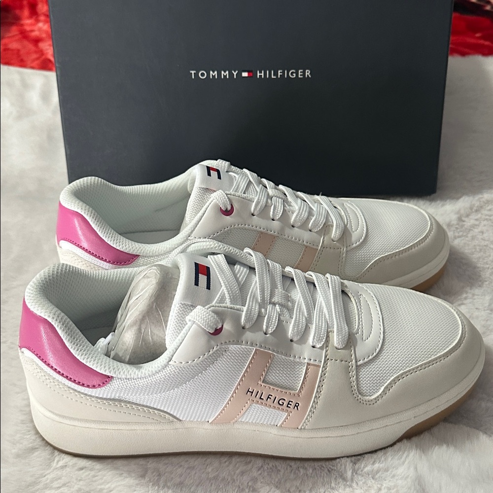 Tommy Hilfiger White and Pink Sneakers